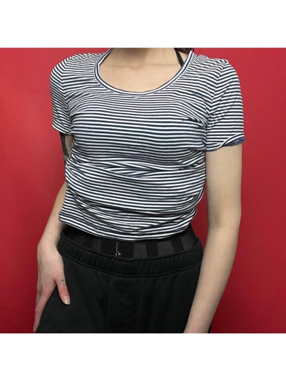 Joe fresh / blue and white striped tee shirt ...​